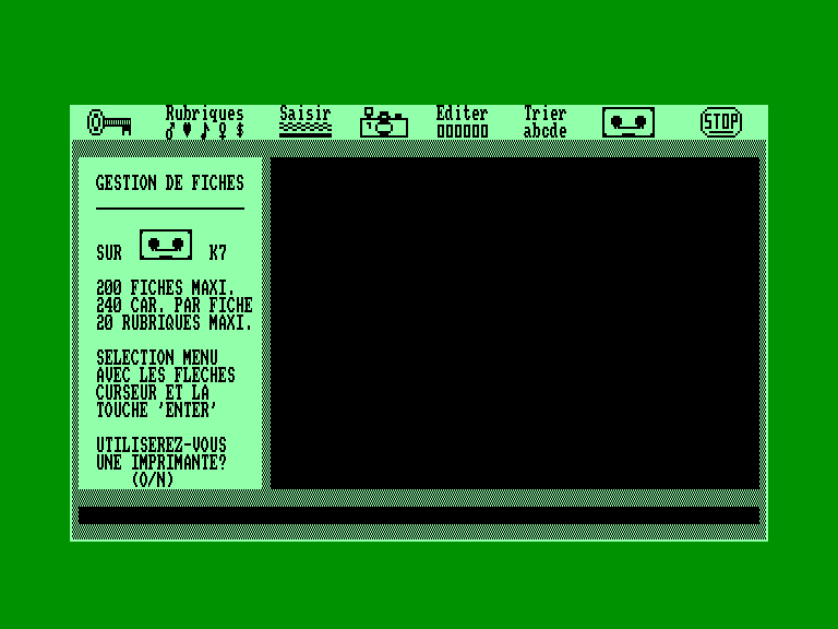 screenshot of the Amstrad CPC game Gestion de Fichiers by GameBase CPC