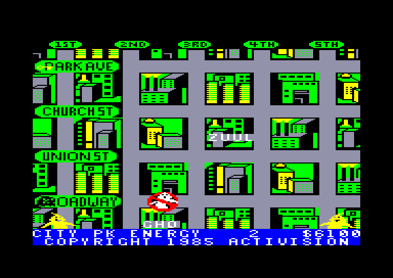 screenshot of the Amstrad CPC game Ghostbusters by GameBase CPC