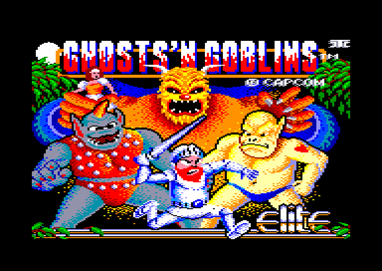 screenshot of the Amstrad CPC game Ghosts 'n Goblins by GameBase CPC