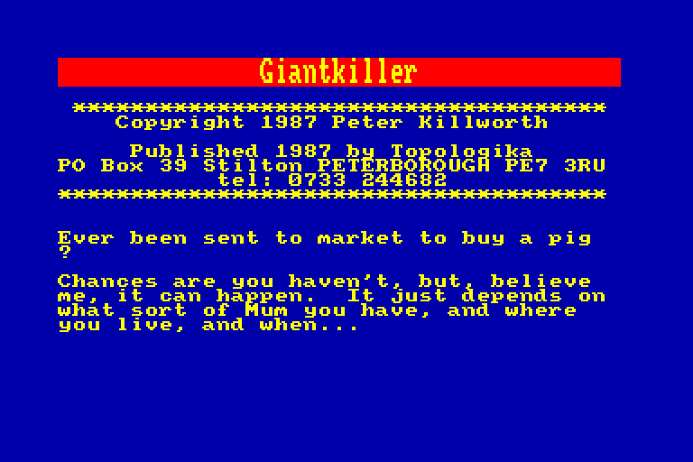 screenshot of the Amstrad CPC game Giant Killer by GameBase CPC