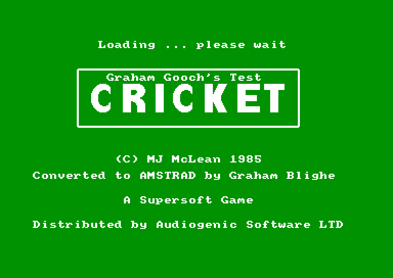 screenshot of the Amstrad CPC game Graham gooch's test cricket by GameBase CPC