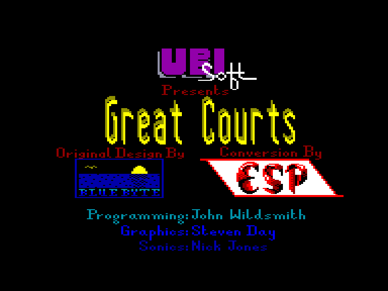 screenshot of the Amstrad CPC game Great courts by GameBase CPC