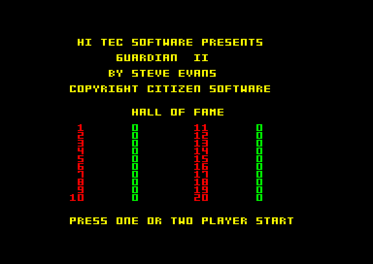 screenshot of the Amstrad CPC game Guardian II : Revenge of the Mutants