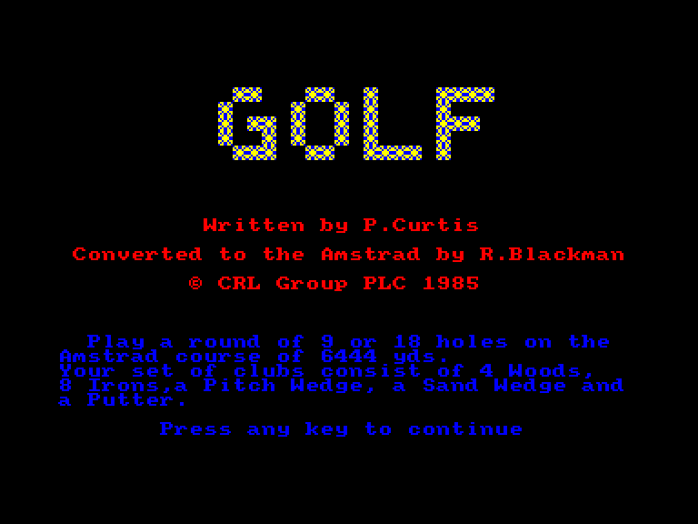 screenshot of the Amstrad CPC game Handicap golf by GameBase CPC