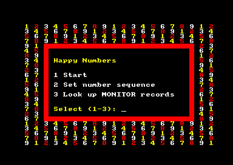 screenshot of the Amstrad CPC game Happy numbers by GameBase CPC