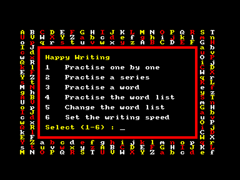screenshot of the Amstrad CPC game Happy writing by GameBase CPC