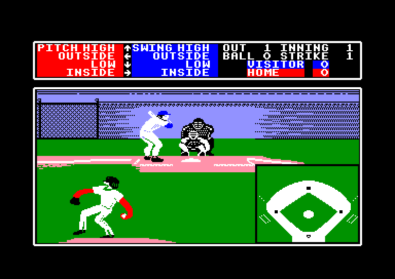 screenshot of the Amstrad CPC game Hardball by GameBase CPC