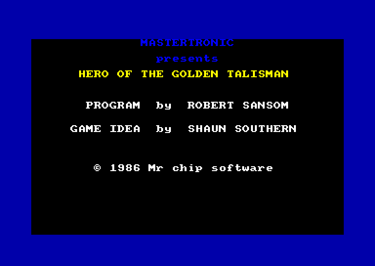 screenshot du jeu Amstrad CPC Hero of the golden talisman