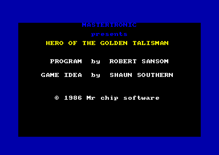 screenshot of the Amstrad CPC game Hero of the golden talisman by GameBase CPC