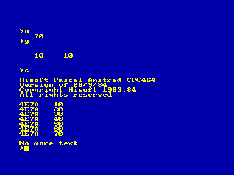 screenshot of the Amstrad CPC game Hisoft Pascal by GameBase CPC