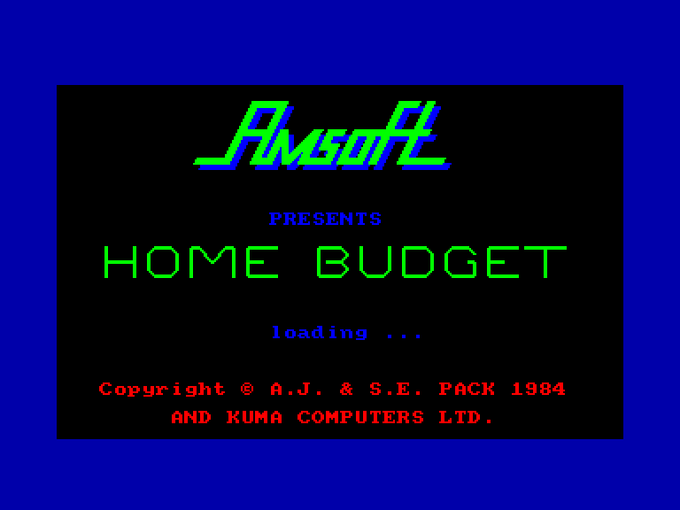 screenshot of the Amstrad CPC game Home Budget by GameBase CPC