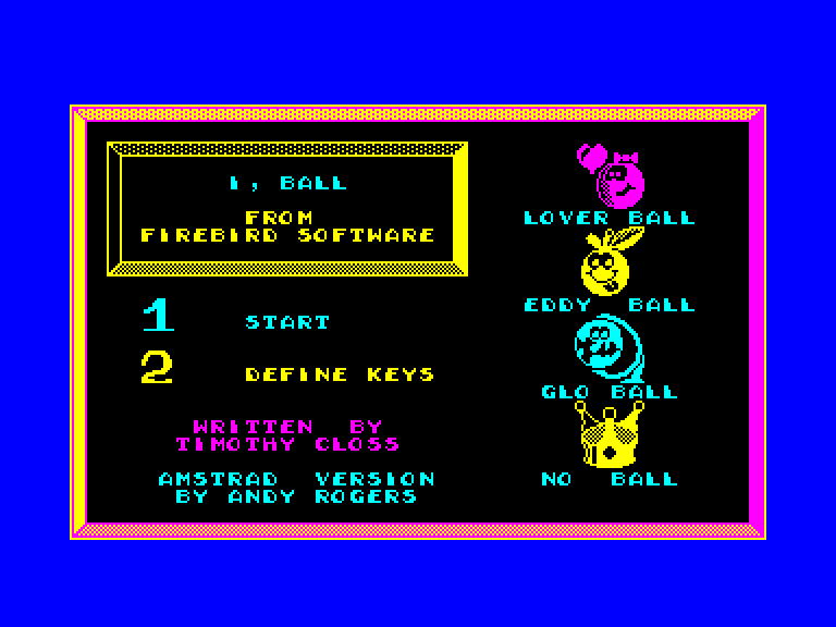 screenshot of the Amstrad CPC game I, Ball by GameBase CPC