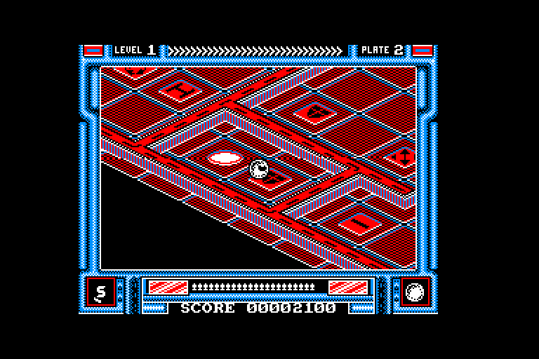 screenshot of the Amstrad CPC game I.S.S. - Incredible Shrinking Sphere by GameBase CPC