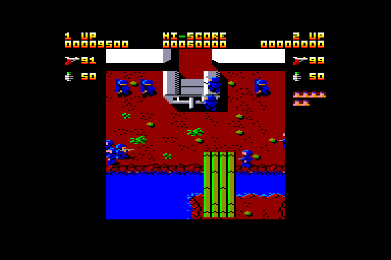 screenshot of the Amstrad CPC game Ikari Warriors by GameBase CPC