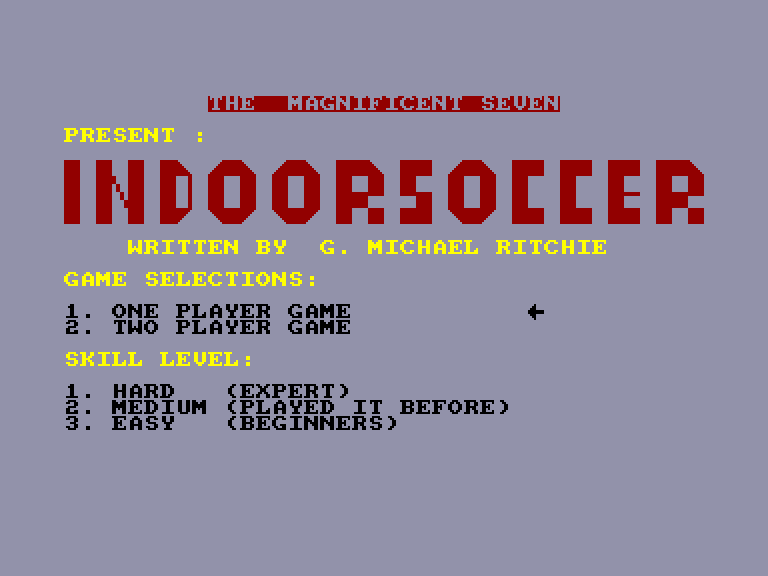 screenshot of the Amstrad CPC game Indoor soccer by GameBase CPC