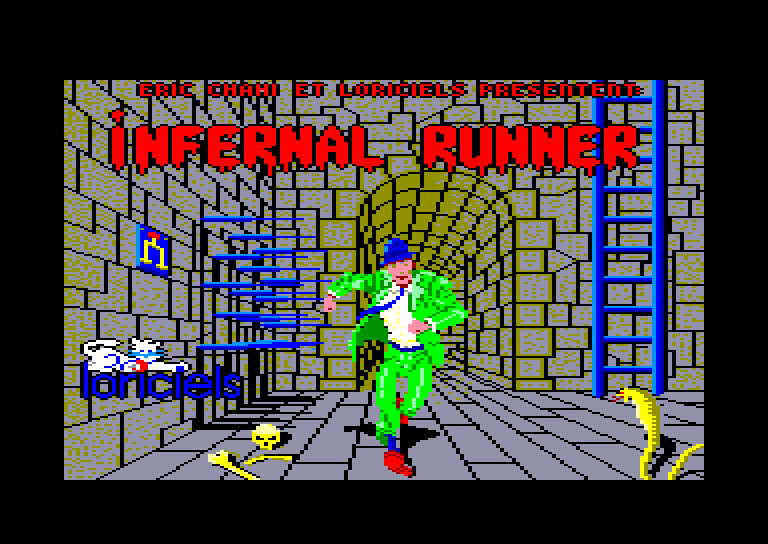 screenshot of the Amstrad CPC game Infernal Runner by GameBase CPC