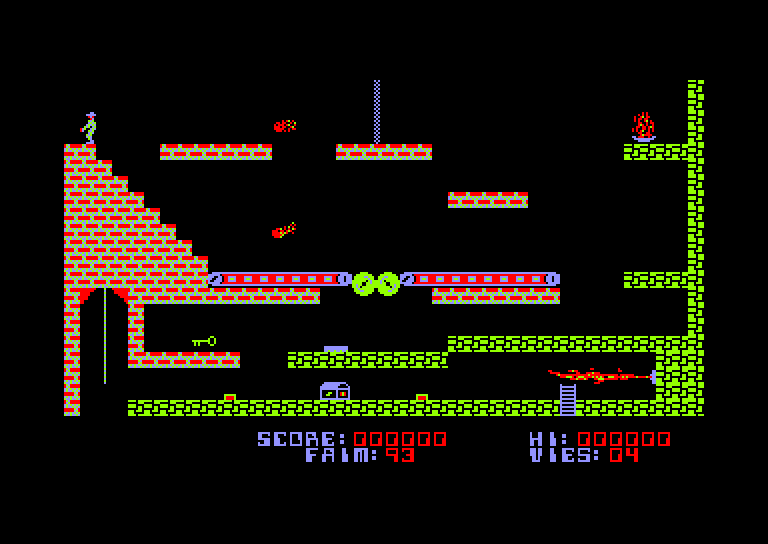 screenshot of the Amstrad CPC game Infernal Runner by GameBase CPC