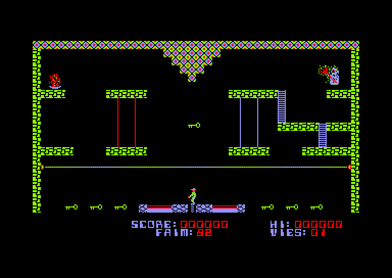 screenshot of the Amstrad CPC game Infernal Runner by GameBase CPC