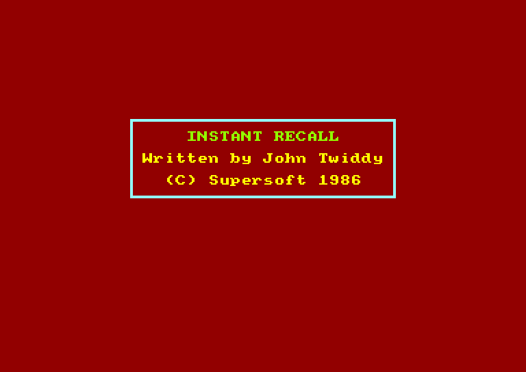 screenshot of the Amstrad CPC game Instant Recall by GameBase CPC