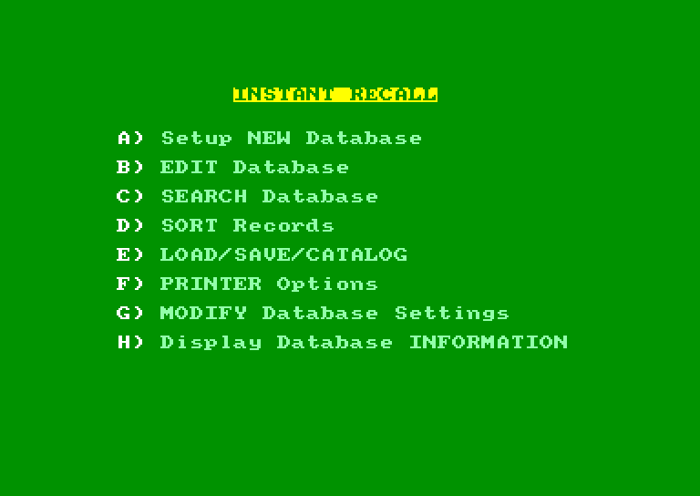screenshot of the Amstrad CPC game Instant Recall by GameBase CPC