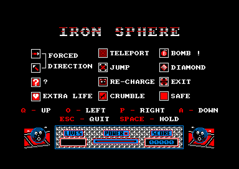 screenshot of the Amstrad CPC game Iron Sphere by GameBase CPC