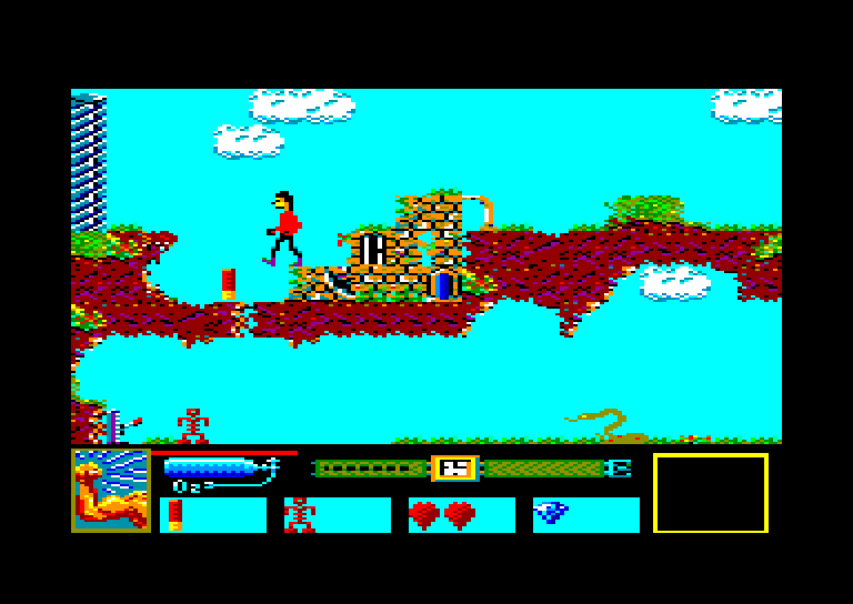 screenshot of the Amstrad CPC game James Debug - Le Mystere de l'Ile Perdue by GameBase CPC