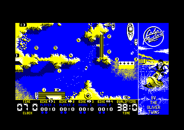 screenshot of the Amstrad CPC game Jet bike simulator by GameBase CPC