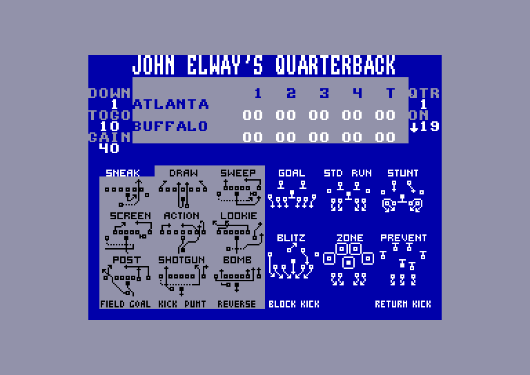 screenshot of the Amstrad CPC game John Elway's Quarterback  by GameBase CPC