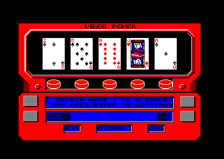 screenshot of the Amstrad CPC game Las Vegas video Poker by GameBase CPC