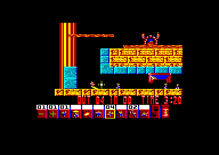 screenshot of the Amstrad CPC game Lemmings by GameBase CPC