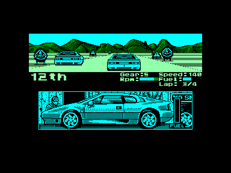screenshot of the Amstrad CPC game Lotus Esprit Turbo Challenge by GameBase CPC