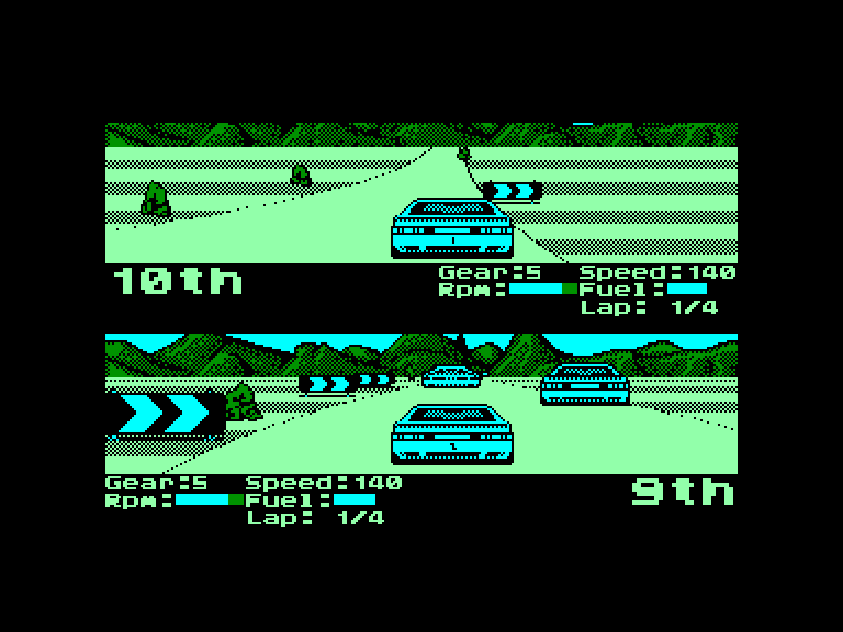 screenshot of the Amstrad CPC game Lotus Esprit Turbo Challenge by GameBase CPC