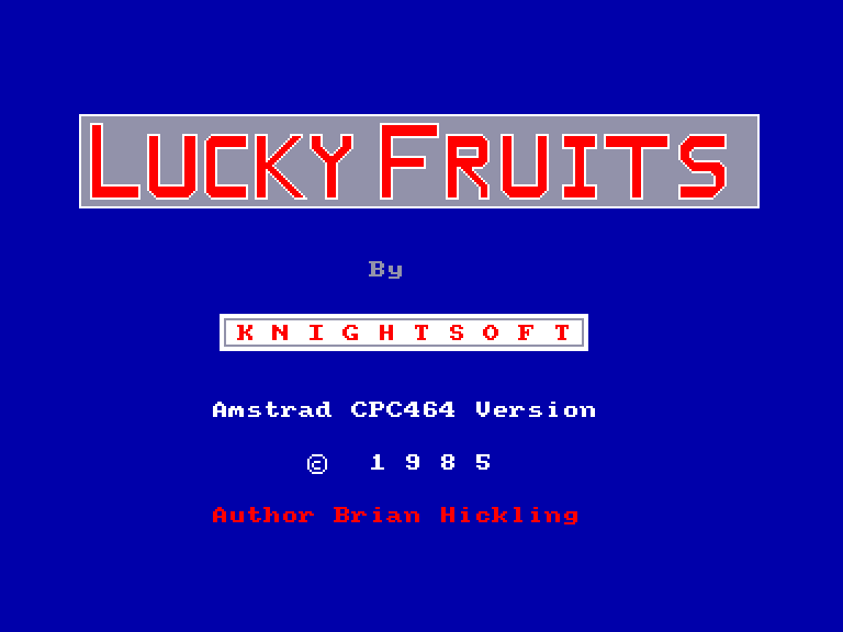 screenshot of the Amstrad CPC game Lucky fruits