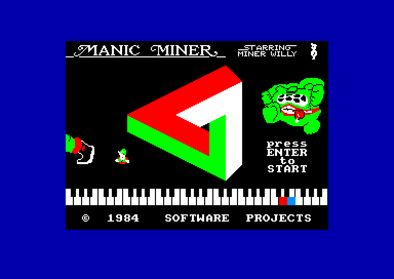 screenshot of the Amstrad CPC game Manic Miner by GameBase CPC