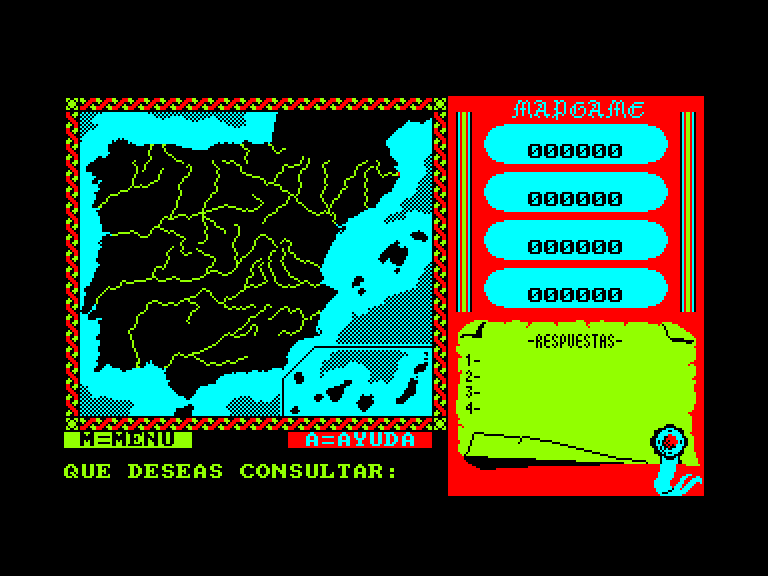 screenshot of the Amstrad CPC game Mapgame by GameBase CPC