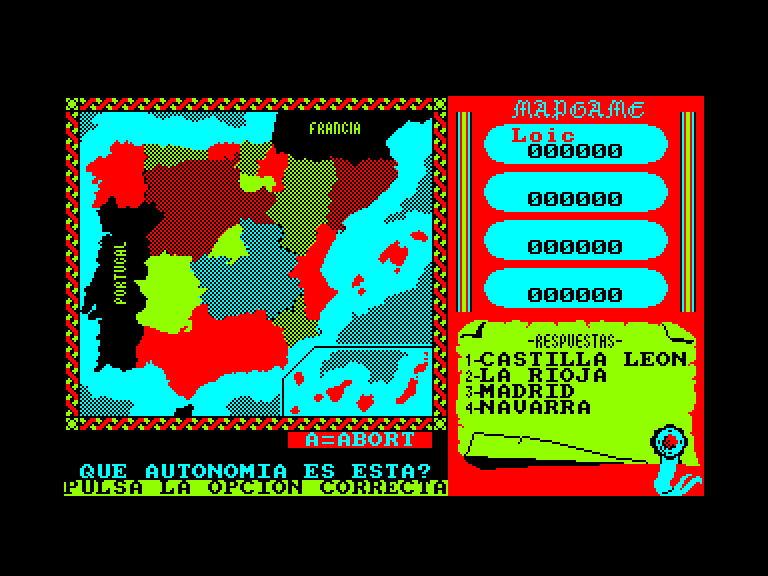 screenshot of the Amstrad CPC game Mapgame by GameBase CPC