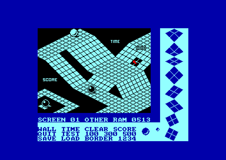 screenshot of the Amstrad CPC game Marble Madness Construction Set by GameBase CPC