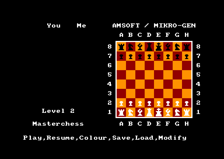 screenshot of the Amstrad CPC game Master chess by GameBase CPC