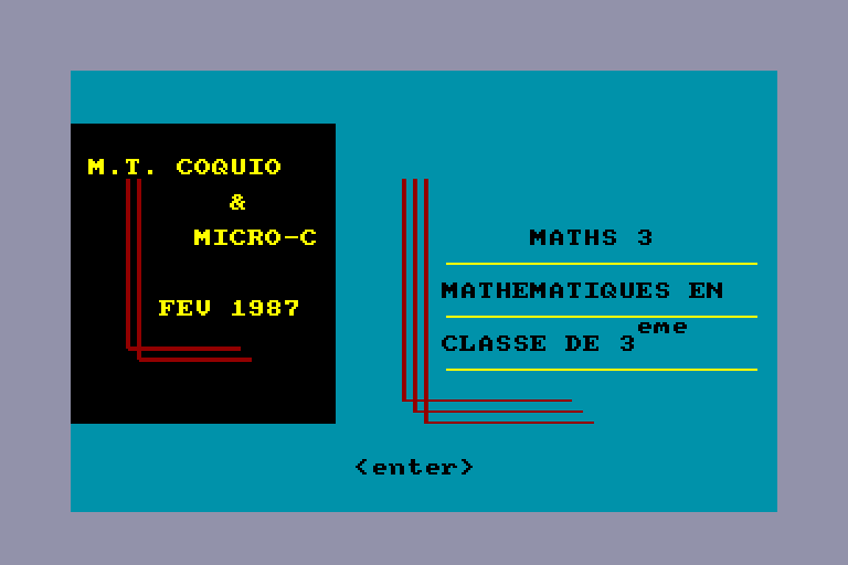 screenshot of the Amstrad CPC game Maths 3
