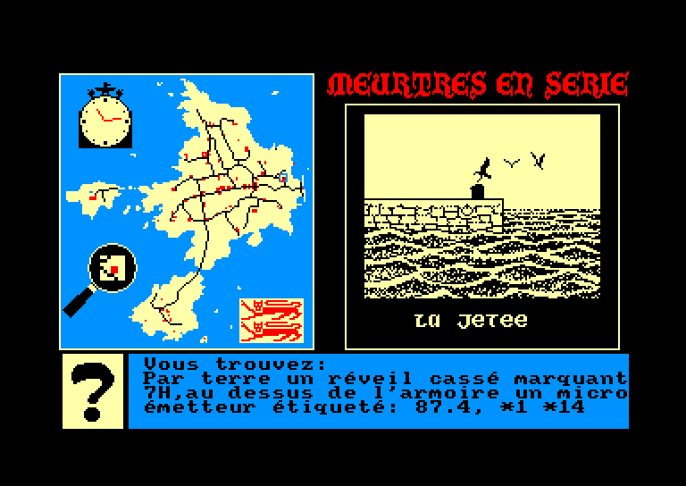 screenshot of the Amstrad CPC game Meurtres en serie by GameBase CPC