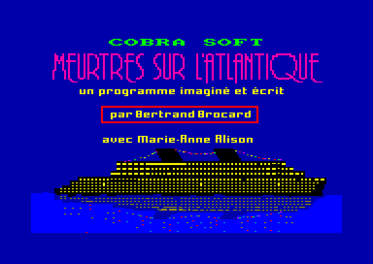 screenshot of the Amstrad CPC game Meurtres sur l'Atlantique by GameBase CPC