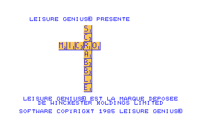 screenshot of the Amstrad CPC game Micro Scrabble by GameBase CPC