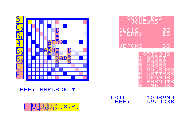 screenshot of the Amstrad CPC game Micro Scrabble by GameBase CPC