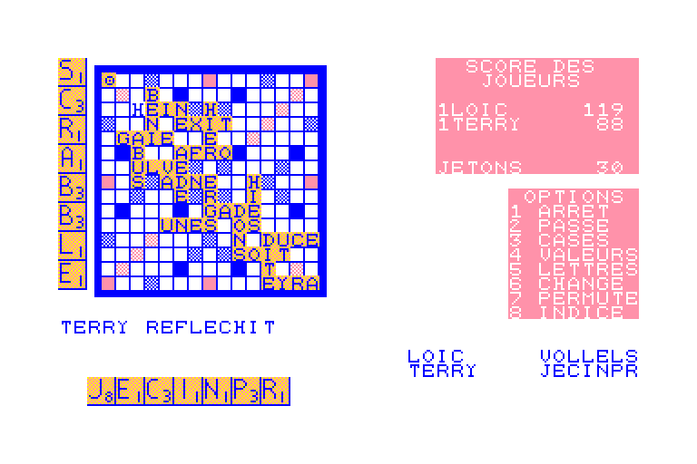 screenshot of the Amstrad CPC game Micro Scrabble by GameBase CPC