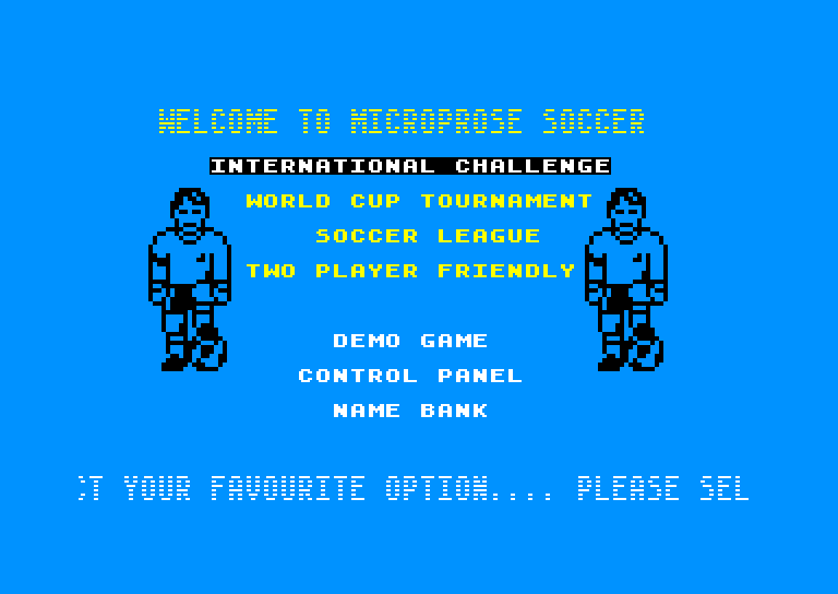screenshot of the Amstrad CPC game Microprose soccer / soccer game by GameBase CPC