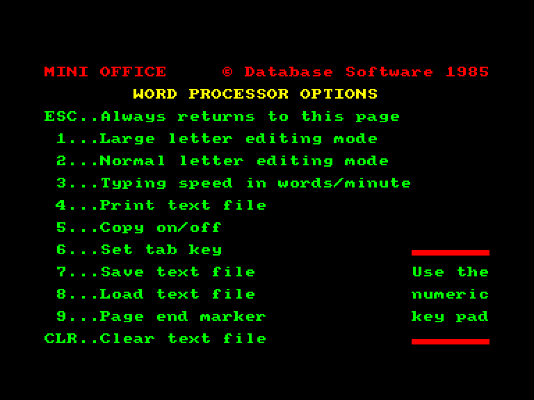 screenshot of the Amstrad CPC game Mini Office II by GameBase CPC