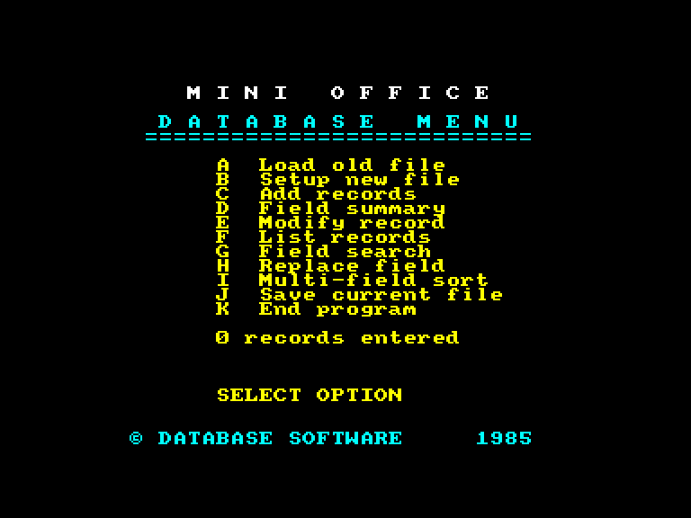 screenshot of the Amstrad CPC game Mini Office II by GameBase CPC