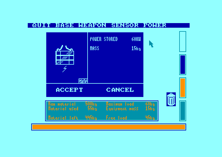 screenshot of the Amstrad CPC game Mission omega by GameBase CPC