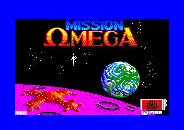 écran de chargement du jeu Amstrad CPC game Mission OMEGA par Mindgames (1986)