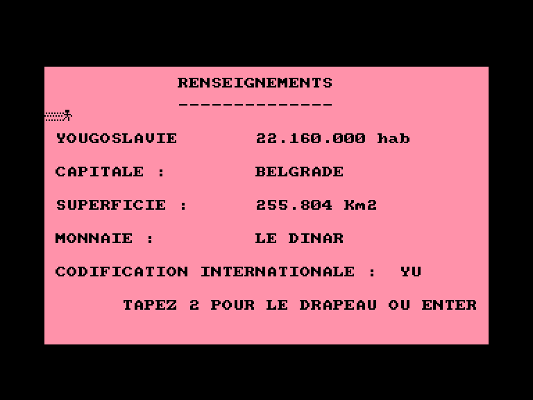 screenshot of the Amstrad CPC game Géographe - monde (le) by GameBase CPC